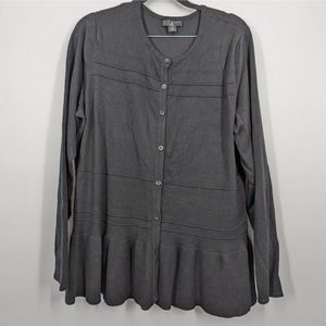 Designer Jason Wu women SZ XL Black Button Peplum Causal Career Cardigan Sweater